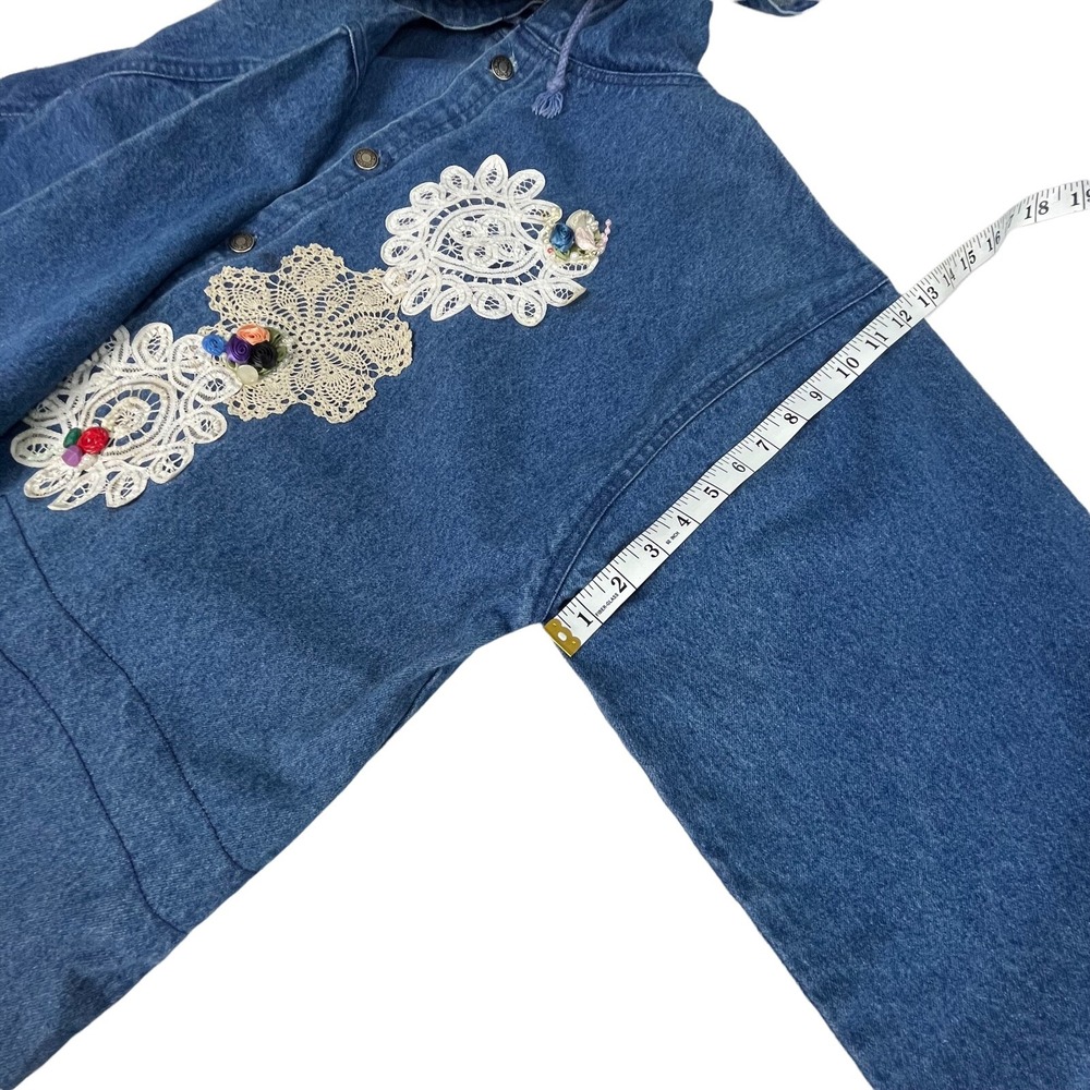 UNI‎ Code Denim Boho Whimsical Artsy Retro Embroidered Grandma Jacket Women Big - Picture 9 of 10